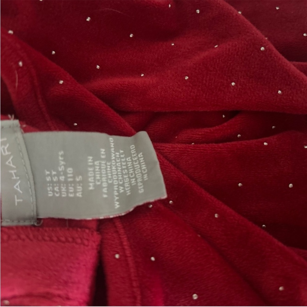 Tahari Red Polka Dot Christmas Velvet Dress size 5T - Picture 5 of 6